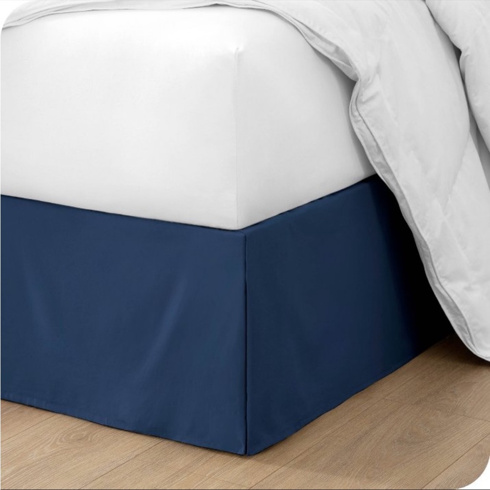 New Tailored 15 inch Microfiber Dark Blue Full Bed Skirt by Bare Home